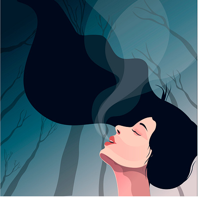 Forest Girl forest forest smells girl girl character girl illustration illustration lifecycle outdoor people pure air vector