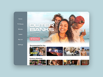 Daily UI 025—TV App app app design daily daily 025 daily ui daily ui 025 dailyui dailyuichallenge design figma interface outer banks tv app ui ui design