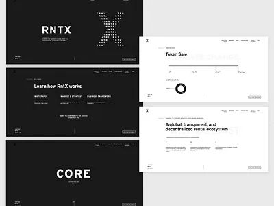 RntX | Blockchain Website Campaign black white blockchain capital crypto minimal real estate sketch sleek ui webdesign website
