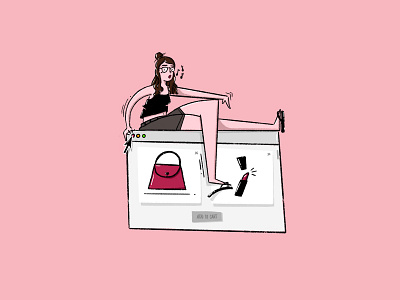 Close it! art character design expressive face illustration illustrator lines people shopping web website woman
