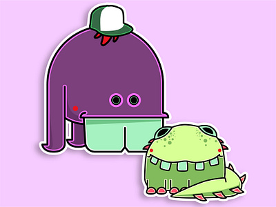 doop9 adobe illustrator bold cartoon character design flat illustration minimal monster