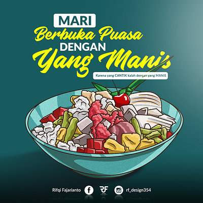 Berbuka Dengan Yang Manis desert food fruits ice illustration illustrator ramadhan vectror vexel