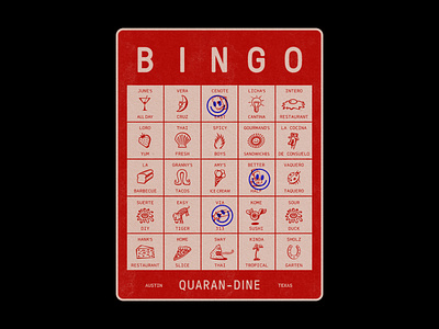 Quarandine Bingo - Austin, Texas austin bar bingo brewery card food paper quarantine red restaraunt texas texture typography