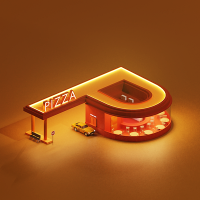 P Letter - 36 Days of Type 36daysoftype 3d blender blender3d car latter lettering letters p p letter pizza