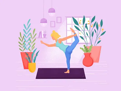 Yoga colorful complimentary design illustration plants yoga yoga pose