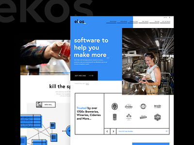 Ekos_ Maker Software - Interface Design blue bold breweries brewery charlotte europa interface sass software startup thick lines website