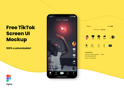 FREE TikTok Screen UI Mockup for Figma customizable customize design figma free freebie freelancer mockup mockups tiktok ui