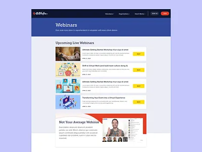 Webinars Landing Page clean ui design landing page nonprofit ui ui ux web webinar website