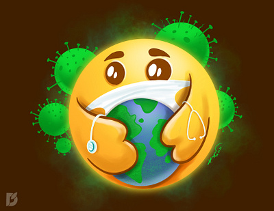 Care emoji for saving the world from coronavirus care cartoon character coronavirus covid19 doctor emojis illustration mask pandemic save stay home stayhome world