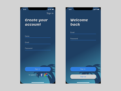 Sign In/ Sign Up (2) account app beach color log in login login page register sign in sign up signin signup sunset