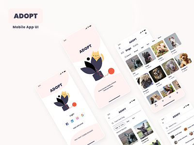 Daily UI Challenge: ADOPT Mobile App concept illustration inspiration mobile mobile app design mockup ui user experience user interface ux