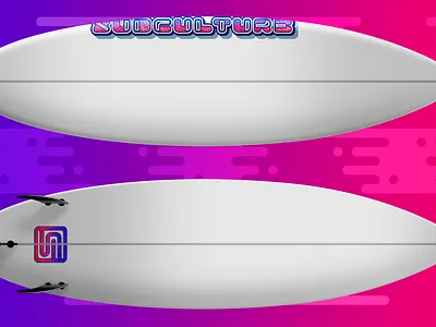 Subculture Surfboards 80s brand identity branding business color colorful design gradient identity logo logotype pattern pink startup surf surfboard surfwear