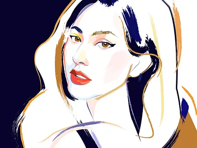 Indigo Gold Portrait brush contour drawing editorial art editorial design fashion icon fashion illustration illustration indigo magazine cover magazine illustration pop art portrait art vector vogue