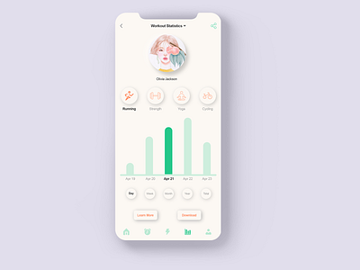 DailyUI 066 - Statistics 066 buttons daily 100 dailyui dailyuichallenge icons interaction interface design mobile app mobile design profile record sport statistics uidesign ux ui uxdesign workout app