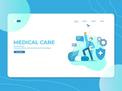 Medical Care Landing Page app design disease doctor flat graphic health hospital illustration interface landing page medical care medicine patients physician platform researcher ui ux web
