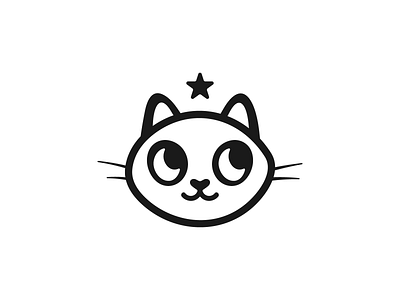 Happy Kitten animal black white black and white blackandwhite cat cat kitten cat logo emblem kitten kittens logo logotype minimalism monochrome pet pet care simple star stars symbol