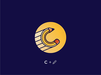 logo C and Pecil blue clean combination concept line logo logodesign logomark pencil pencil sketch round logo rounded yellow logo