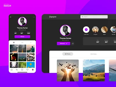 006 Profile Page 006 almatho colours cool dailyui dailyui 006 dailyuichallenge design mobile profile profile design profile page socialmedia ui ui design uidesign visual webdesign