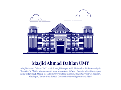 Masjid Ahmad Dahlan UMY artworks buildings design graphic design icon design lineart mosque