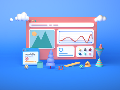 Web Illustration 3d branding c4d design duck geometric illustration microsoft tree ui ux web website