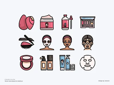 Cosmetics Icon Set app beauty color line cosmetics design download icon illustration makeup outline symbol vector
