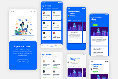 Academy - Online Courses academy app blue course page courses learning app listing mobile app my courses online app online courses read app training app walkthrough