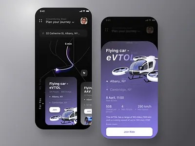 Air Taxi Ride Share App - Concept UI airtaxy app app design clean app design designworkshop flight pool flying map mobile ui passenger product design ride ridesharing schedule share pool taxi tracking trip uidesign uiux