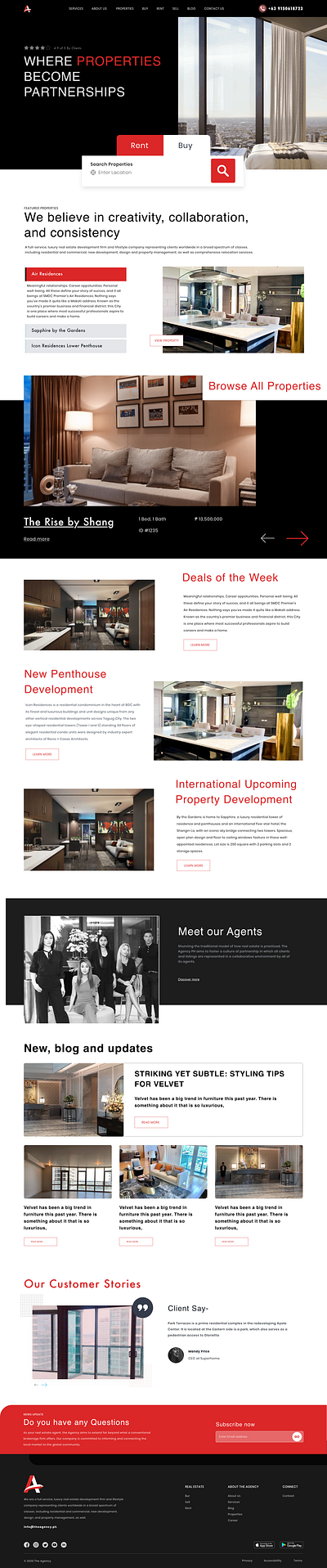 The Agency : Landing Page Design branding buy buy home design icons design mockup design realestate sell typography ui ui design uidesign web design