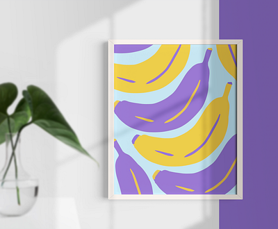 Banana banana color frame fruit illustration pattern procreate purple yellow