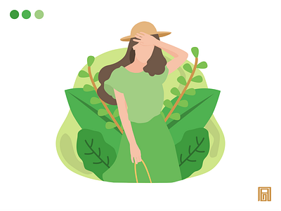 A girl in the greenical adobe illustrator cc character animation character design design girl greenery illustration