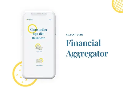 Financial Aggregator - Mobile App Landing bright ui clean finance app minimal mobile app design mobile application mobile apps presentation mobile ui mobileapp ui uidesign ux uxdesign white ui yellow yellowui