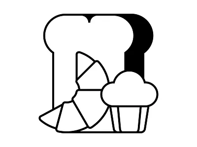 Bakery app bakery bread convenience croissant cupcake flat food grocery illustration monotone muffin simple supermarket vector