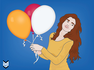 Vector Portrait • Lady with Balloons adobe illustrator animation brand design branding design flat graphicdesign illustration ui ux web website