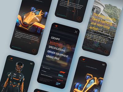 MCLExtreme by McLaren app app design artificial intelligence auto f1 formula one landing page mclaren mobile menu mobile ui motorsport racing sport ui design