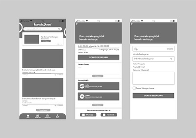 Wireframe Rumah Donasi 2 app design mobile mobile app mobile app design mobile design mobile ui ui ui ux ui design uidesign uiux ux