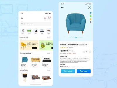 Furniture Store App 360 view app concept app design appconcept ar app art bangalore blue design ecommerce figma furniture furniture app furniture app design furniture store india minimal trending design visual design