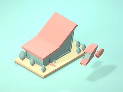 Retrofuturistic House 3d 3d illustration 3d modeling isometric isometric design isometric illustration low poly low poly lowpoly lowpoly3d lowpolyart lowpolygon maxon maxon3d maxonc4d