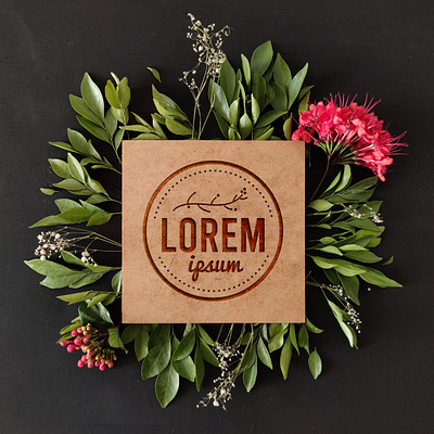 Wooden block Floral Mock Up art branding design flat illustration logo minimal type vector web