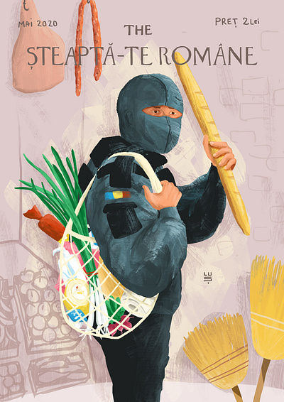 When wearing a mask is a job advert carantine cover cover magazine covid19 digital art digital painting drawing food front page funny illustration isolation man market mask police romania shopping the new yorker