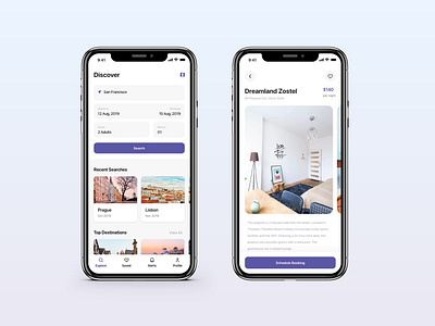 Hostel concept UI adobexd behance cards ui design dribbble explore hostel hotel image ios layout design like photoshop pixel art search travel app ui ui8 uiux uplabs