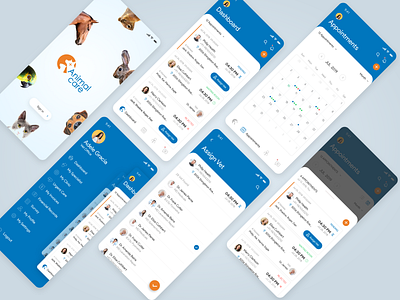 Animal Care App animal care calendar clean ui creative minimal minimalist mobile app mobile ui mockup modern design pet app pet care product design side menu ui uiux user experience design ux visual design white space