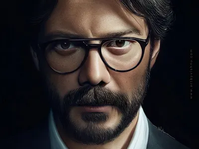 El profesor alvaromorte art design digital elprofesor face illustration ipadpro painting portrait poster procreate