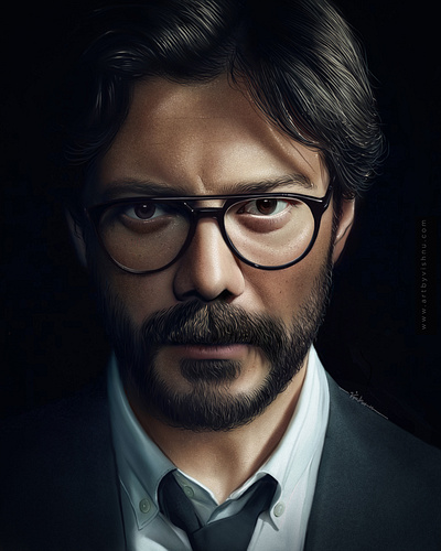 El profesor alvaromorte art design digital elprofesor face illustration ipadpro painting portrait poster procreate