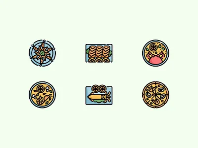 Seafood Icon Set cute fish food icon icondesign illustration salmon sea seafood shrimp simple thai tomyam vector