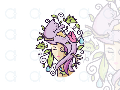 Cat Lovers Vector Illustration art beautiful cat cats design earth eco female girl illustration kitten kitty lover lovers nature pet vector vet woman women