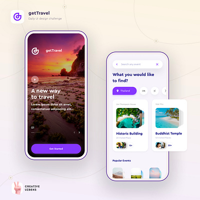 getTravel | Travel app app design travel ui ux