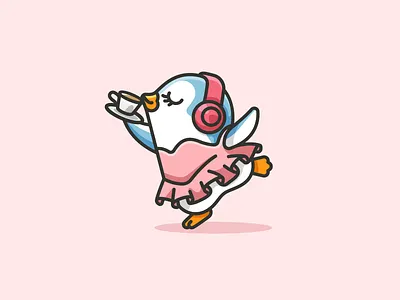 Ballerina Penguin adorable baby ballerina ballet cartoon character cute dancing drinking feminine funny humor illustration joke lovely mascot music penguin tea woman