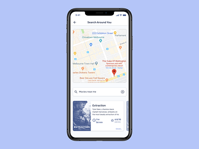Daily UI 29 - Map 100daysofui app app design app ui dailyui design ios map map ui mobile mobile app mobile app design mobile design mobile ui movies productdesign ui