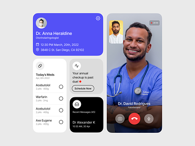 Medical App Components app appointment booking call dashboard doctor health interaction iphone medical medicine meds mobile pharma prescription product design saas ui ux video