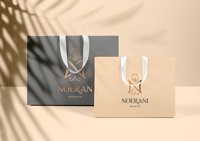 Noerani Bags beauty logo brand design brand identity branding butterfly logo logo design packaging packaging mockup shopping bag